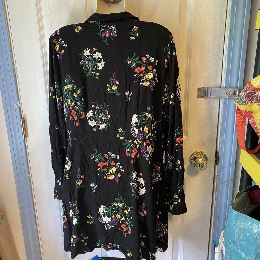 Highline Women XL Floral Mini Shirt Dress Cottagecore Preppy Beach Travel Casual - Picture 10 of 10